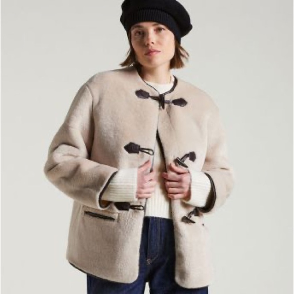 Zara Sherpa Toggle Coat SZ XS - Picture 2 of 4